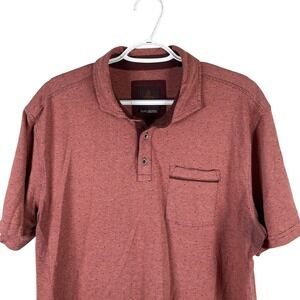Prana Mens Brown Cloves Ryann Short Sleeve Polo Shirt XL Red Organic Cotton read